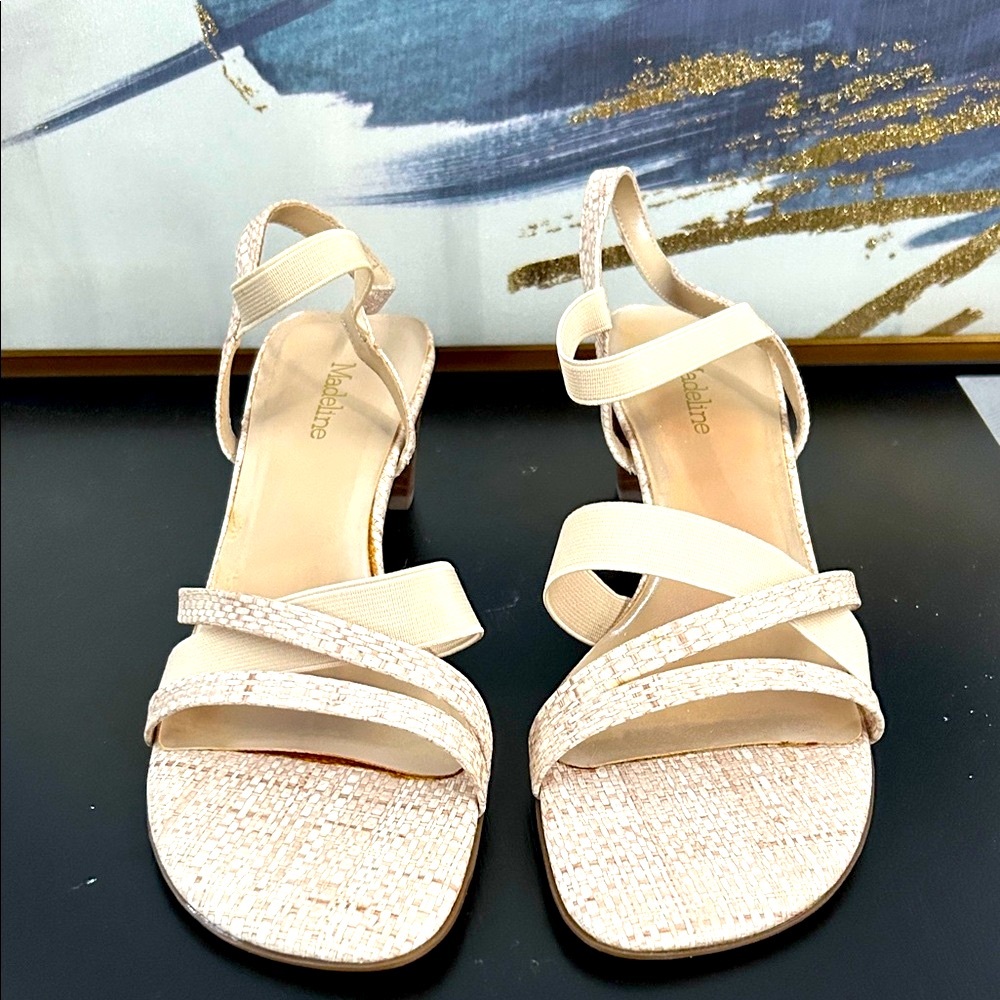 Madeline Textured Cream Strappy Sandals